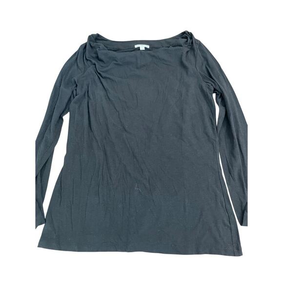 Standard James Perse Women's Black Cotton Blend Round Neck Slub T-Shirt Size 4 - Picture 1 of 12